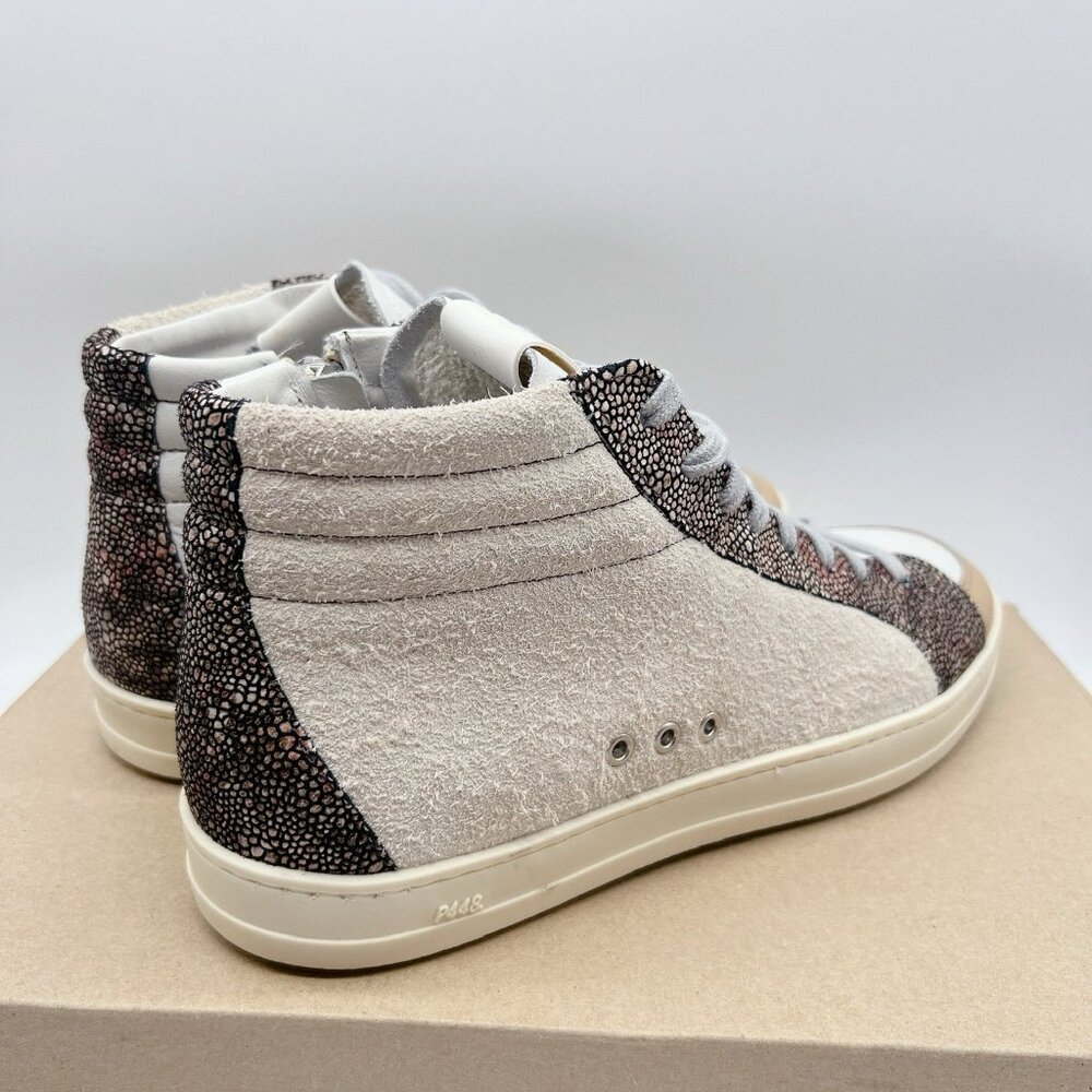 P448 Metallic Skate High Top Sneaker White Beige Womens EU 40 US 9- 9.5 - Picture 6 of 13